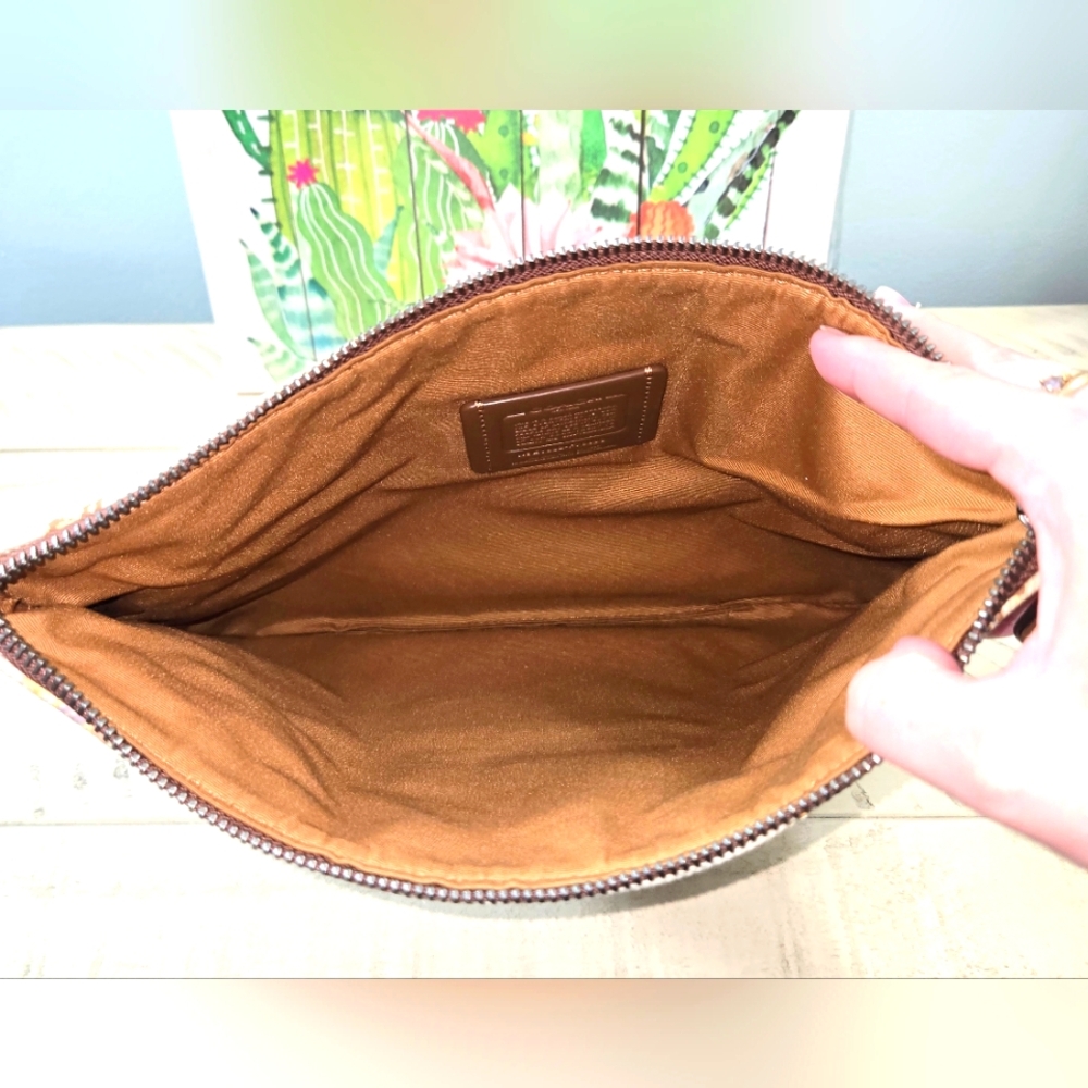 Coach Orange and Brown Clutch - Picture 12 of 14